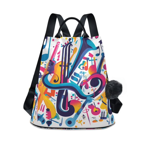 FORMRS Women's Travel Backpack Purse Anti-Theft Hidden Pockets Casual Shoulder Bag, Musical Pattern