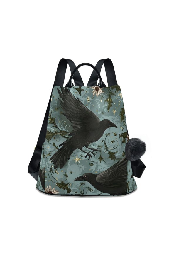 Women's Travel Backpack Purse Anti-theft Hidden Pockets Casual Shoulder Bag, Mystic Crows Pattern