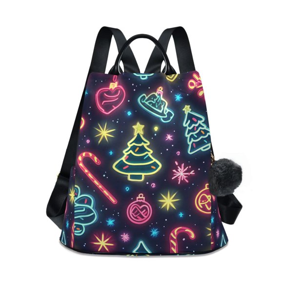 FORMRS Women's Travel Backpack Purse Anti-Theft Hidden Pockets Casual Shoulder Bag, Neon Christmas