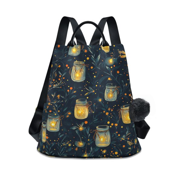 FORMRS Women's Travel Backpack Purse Anti-theft Hidden Pockets Casual Shoulder Bag, Orange Fireflies Pattern