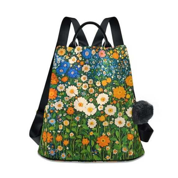FORMRS Women's Travel Backpack Purse Anti-theft Hidden Pockets Casual Shoulder Bag, Orange Floral Garden