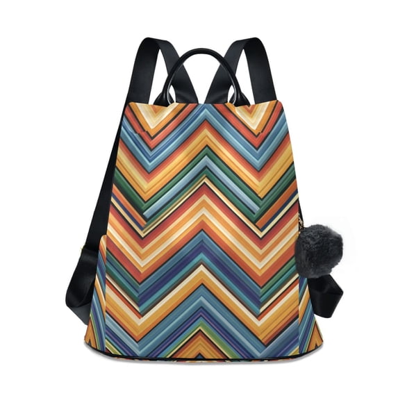FORMRS Women's Travel Backpack Purse Anti-Theft Hidden Pockets Casual Shoulder Bag, Orange Geometric