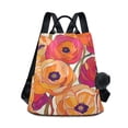 thumbnail image 1 of FORMRS Women's Travel Backpack Purse Anti-Theft Hidden Pockets Casual Shoulder Bag, Orange Hand Drawn Floral, 1 of 7