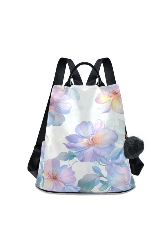 Women's Travel Backpack Purse Anti-Theft Hidden Pockets Casual Shoulder Bag, Pastel Flower Pattern