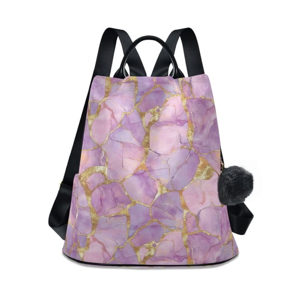 FORMRS Women's Travel Backpack Purse Anti-Theft Hidden Pockets Casual Shoulder Bag, Pastel Pink Marble Pattern