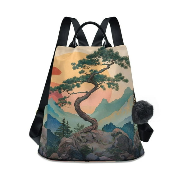 FORMRS Women's Travel Backpack Purse Anti-theft Hidden Pockets Casual Shoulder Bag, Pine Tree at Dawn