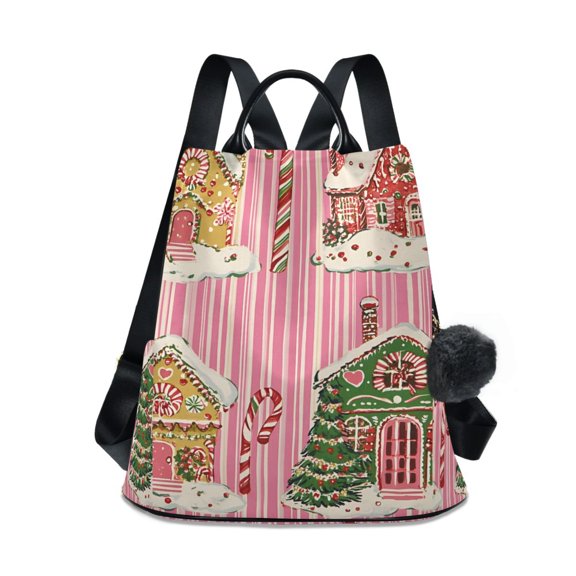 FORMRS Women's Travel Backpack Purse Anti-Theft Hidden Pockets Casual Shoulder Bag, Pink Christmas House