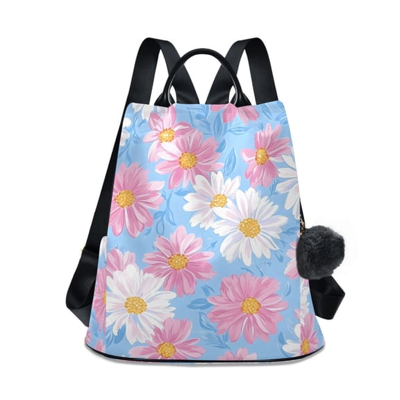 FORMRS Women's Travel Backpack Purse Anti-theft Hidden Pockets Casual Shoulder Bag, Pink Daisy