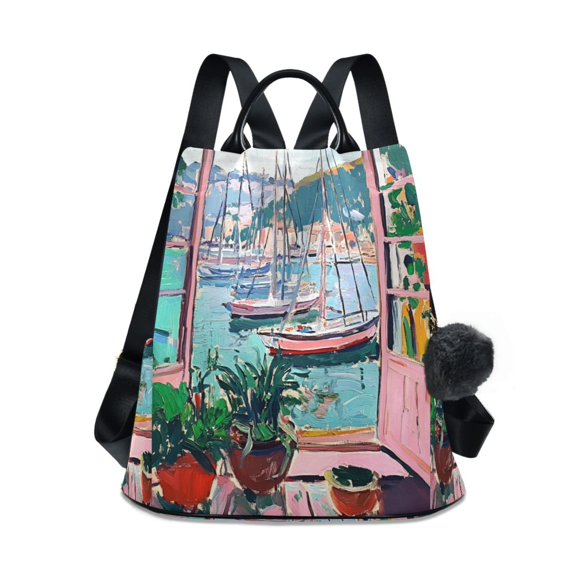FORMRS Women's Travel Backpack Purse Anti-Theft Hidden Pockets Casual Shoulder Bag, Pink Door