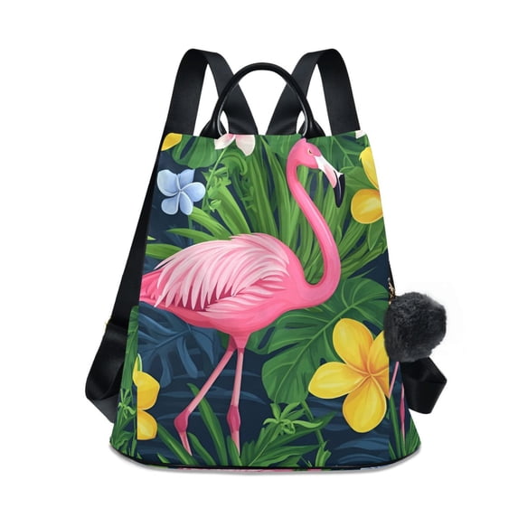 FORMRS Women's Travel Backpack Purse Anti-Theft Hidden Pockets Casual Shoulder Bag, Pink Flamingo Pattern