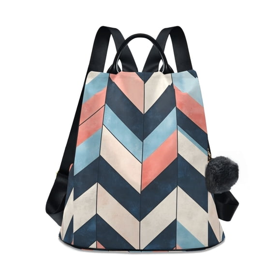 FORMRS Women's Travel Backpack Purse Anti-Theft Hidden Pockets Casual Shoulder Bag, Pink Geometric