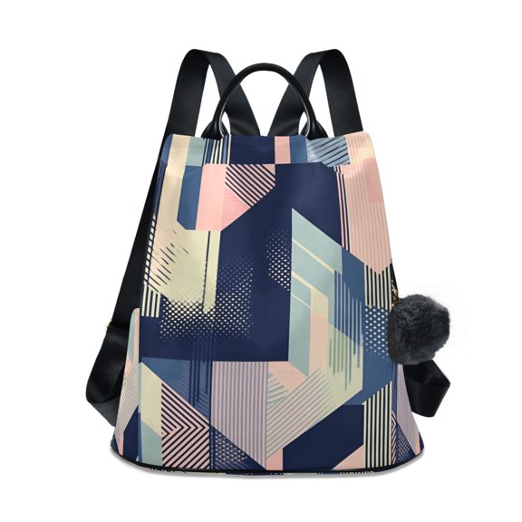 FORMRS Women's Travel Backpack Purse Anti-Theft Hidden Pockets Casual Shoulder Bag, Pink Stripes