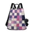 thumbnail image 1 of FORMRS Women's Travel Backpack Purse Anti-Theft Hidden Pockets Casual Shoulder Bag, Pink and Purple Plaid Pattern, 1 of 7