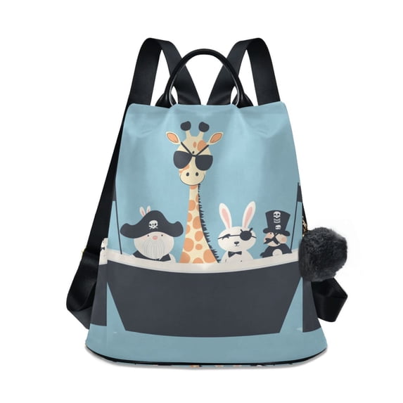 FORMRS Women's Travel Backpack Purse Anti-Theft Hidden Pockets Casual Shoulder Bag, Pirate Animals