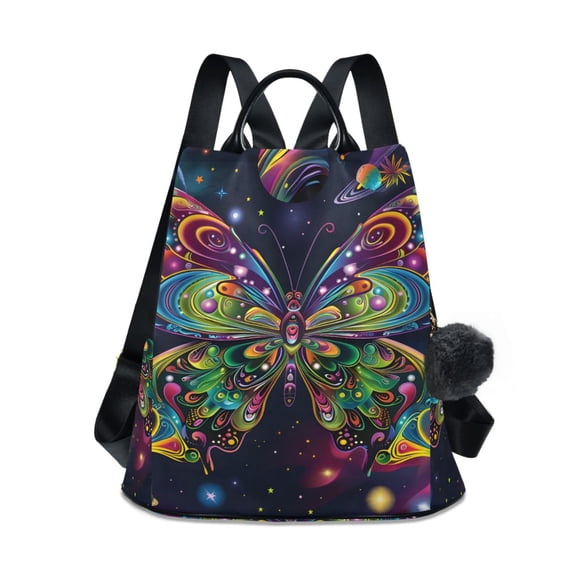 FORMRS Women's Travel Backpack Purse Anti-Theft Hidden Pockets Casual Shoulder Bag, Psychedelic Butterfly Pattern