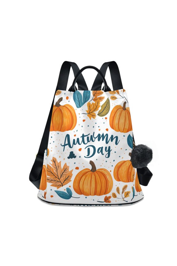 Women's Travel Backpack Purse Anti-theft Hidden Pockets Casual Shoulder Bag, Pumpkins Pattern