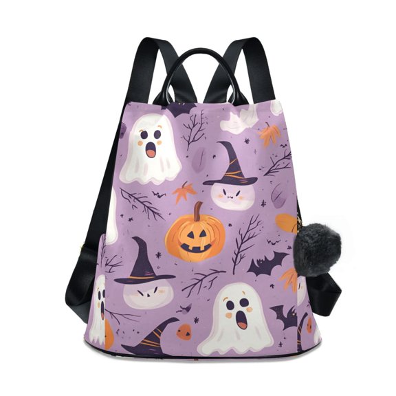 FORMRS Women's Travel Backpack Purse Anti-theft Hidden Pockets Casual Shoulder Bag, Purple Cute Halloween