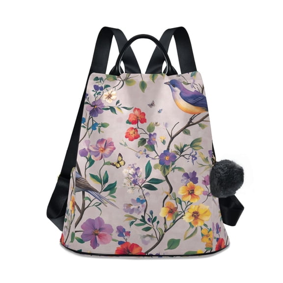 FORMRS Women's Travel Backpack Purse Anti-theft Hidden Pockets Casual Shoulder Bag, Purple Floral Pattern
