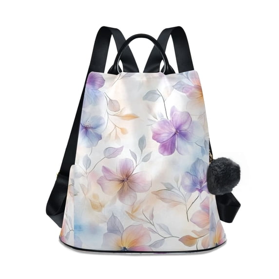 FORMRS Women's Travel Backpack Purse Anti-Theft Hidden Pockets Casual Shoulder Bag, Purple Flower Pattern