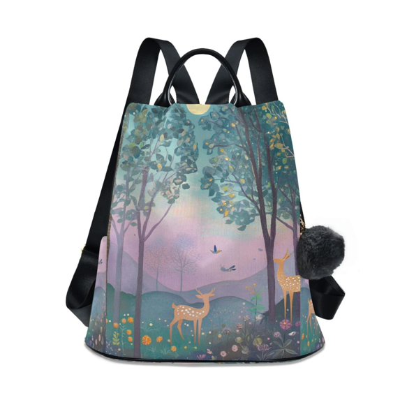 FORMRS Women's Travel Backpack Purse Anti-Theft Hidden Pockets Casual Shoulder Bag, Purple Forest Scene