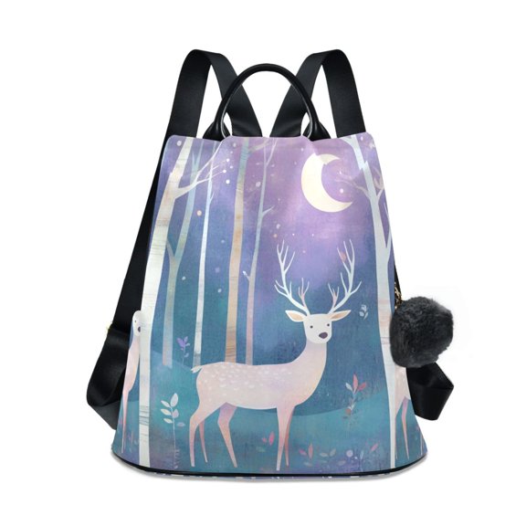 FORMRS Women's Travel Backpack Purse Anti-theft Hidden Pockets Casual Shoulder Bag, Purple Night Deer