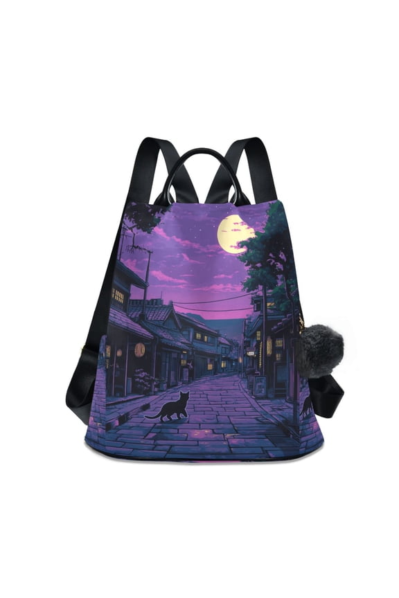 Women's Travel Backpack Purse Anti-theft Hidden Pockets Casual Shoulder Bag, Purple Street