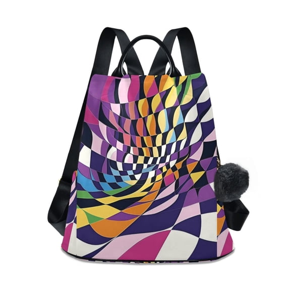 FORMRS Women's Travel Backpack Purse Anti-Theft Hidden Pockets Casual Shoulder Bag, Purple Wavy Plaid