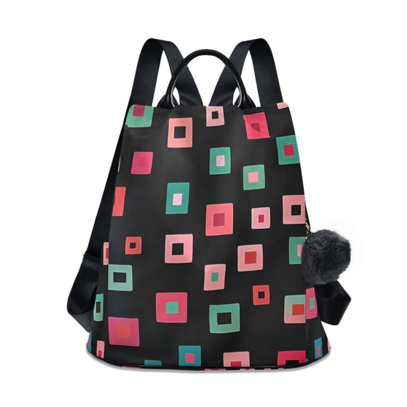 FORMRS Women's Travel Backpack Purse Anti-Theft Hidden Pockets Casual Shoulder Bag, Red Block Pattern