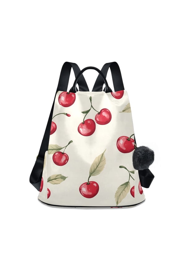 Women's Travel Backpack Purse Anti-theft Hidden Pockets Casual Shoulder Bag, Red Cherry