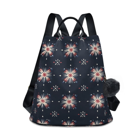 FORMRS Women's Travel Backpack Purse Anti-Theft Hidden Pockets Casual Shoulder Bag, Red Fireworks Pattern