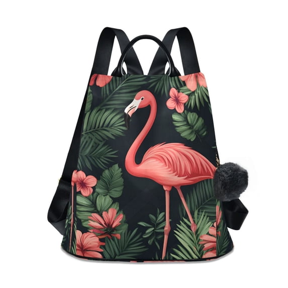 FORMRS Women's Travel Backpack Purse Anti-Theft Hidden Pockets Casual Shoulder Bag, Red Flamingo Pattern