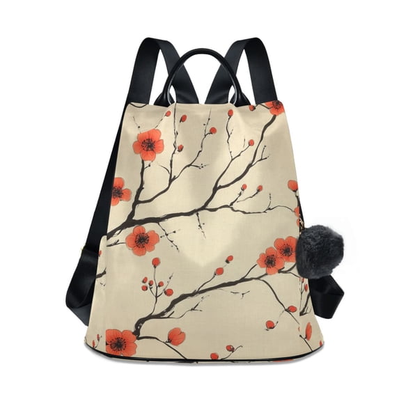 FORMRS Women's Travel Backpack Purse Anti-Theft Hidden Pockets Casual Shoulder Bag, Red Floral Pattern