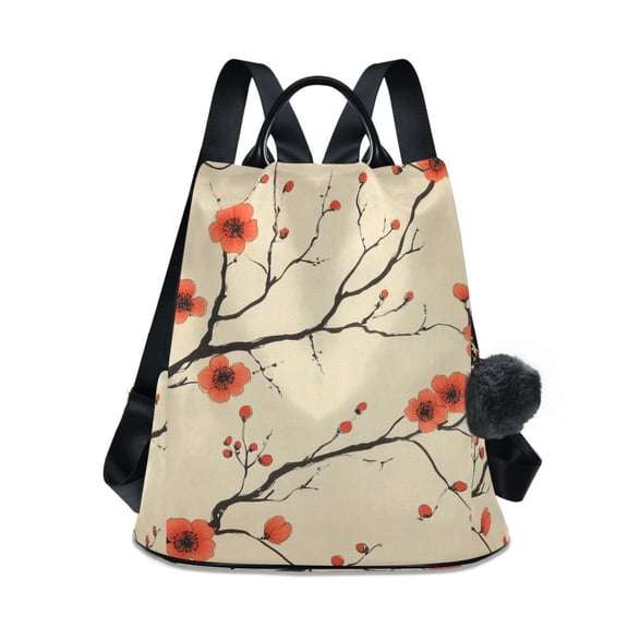 FORMRS Women's Travel Backpack Purse Anti-Theft Hidden Pockets Casual Shoulder Bag, Red Floral Pattern