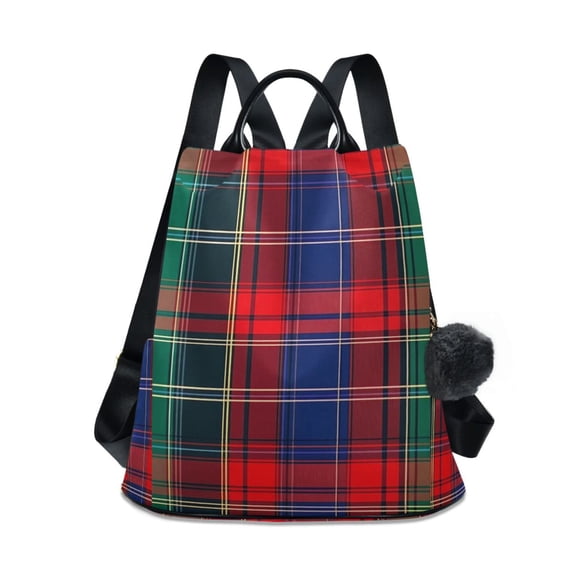 FORMRS Women's Travel Backpack Purse Anti-Theft Hidden Pockets Casual Shoulder Bag, Red Green Pattern