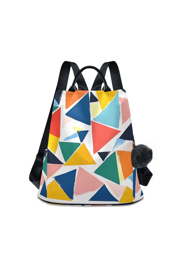 Women's Travel Backpack Purse Anti-theft Hidden Pockets Casual Shoulder Bag, Red Triangles