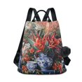 thumbnail image 1 of FORMRS Women's Travel Backpack Purse Anti-Theft Hidden Pockets Casual Shoulder Bag, Red Vibrant Flowers, 1 of 7