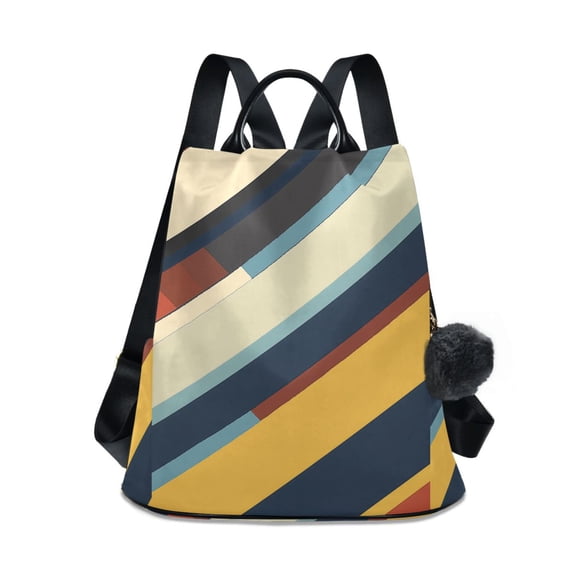 FORMRS Women's Travel Backpack Purse Anti-Theft Hidden Pockets Casual Shoulder Bag, Retro Colorful Stripes