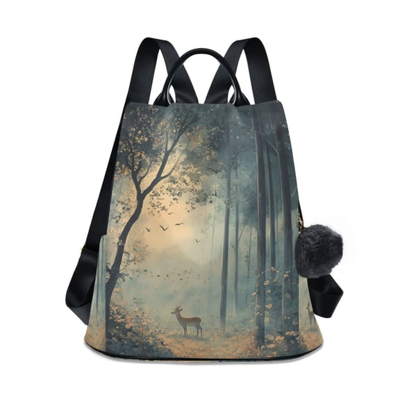 FORMRS Women's Travel Backpack Purse Anti-Theft Hidden Pockets Casual Shoulder Bag, Retro Forest