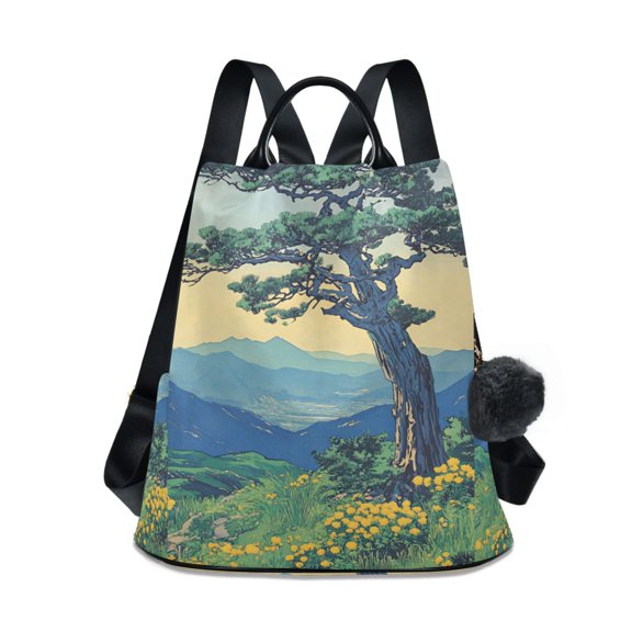 FORMRS Women's Travel Backpack Purse Anti-Theft Hidden Pockets Casual Shoulder Bag, Retro Mountain