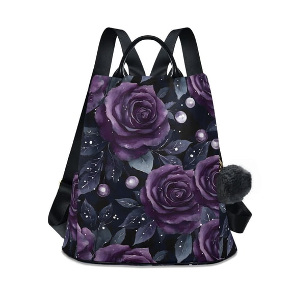 FORMRS Women's Travel Backpack Purse Anti-Theft Hidden Pockets Casual Shoulder Bag, Roses and Pearls