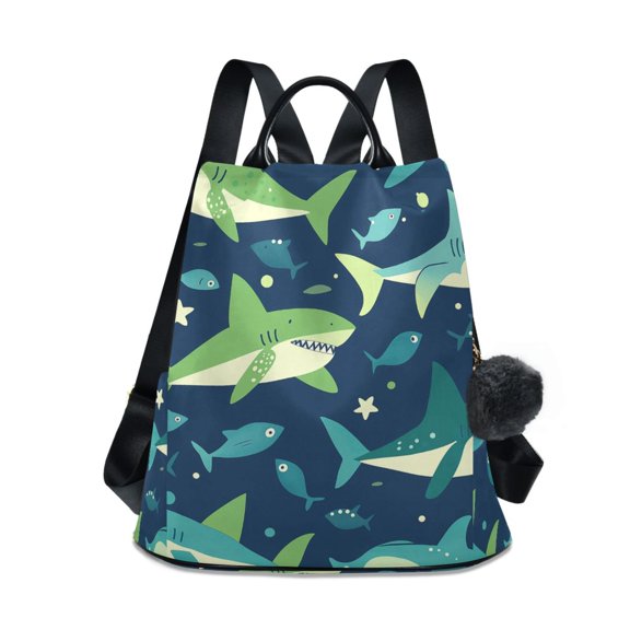 FORMRS Women's Travel Backpack Purse Anti-theft Hidden Pockets Casual Shoulder Bag, Sharks Pattern