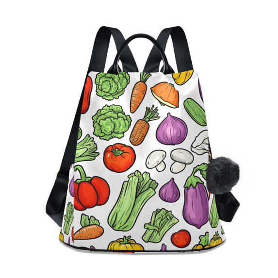 FORMRS Women's Travel Backpack Purse Anti-Theft Hidden Pockets Casual Shoulder Bag, Vegetables Pattern
