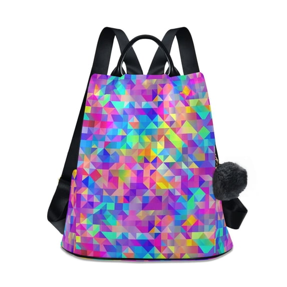 FORMRS Women's Travel Backpack Purse Anti-Theft Hidden Pockets Casual Shoulder Bag, Vibrant Geometric Pattern