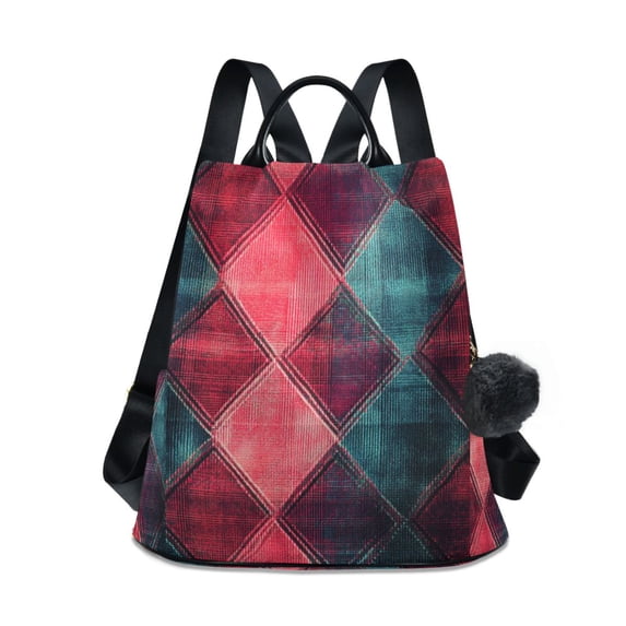 FORMRS Women's Travel Backpack Purse Anti-Theft Hidden Pockets Casual Shoulder Bag, Vibrant Green Tartan Pattern