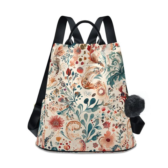 FORMRS Women's Travel Backpack Purse Anti-theft Hidden Pockets Casual Shoulder Bag, Watercolor Leaves