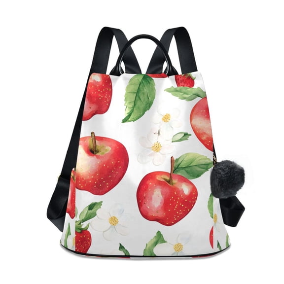 FORMRS Women's Travel Backpack Purse Anti-theft Hidden Pockets Casual Shoulder Bag, White Apple Pattern
