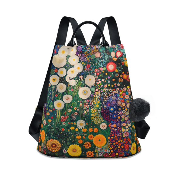 FORMRS Women's Travel Backpack Purse Anti-Theft Hidden Pockets Casual Shoulder Bag, White Floral Garden