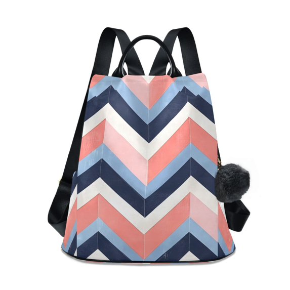 FORMRS Women's Travel Backpack Purse Anti-Theft Hidden Pockets Casual Shoulder Bag, White Geometric