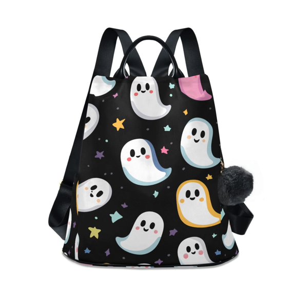 FORMRS Women's Travel Backpack Purse Anti-Theft Hidden Pockets Casual Shoulder Bag, White Halloween Ghost