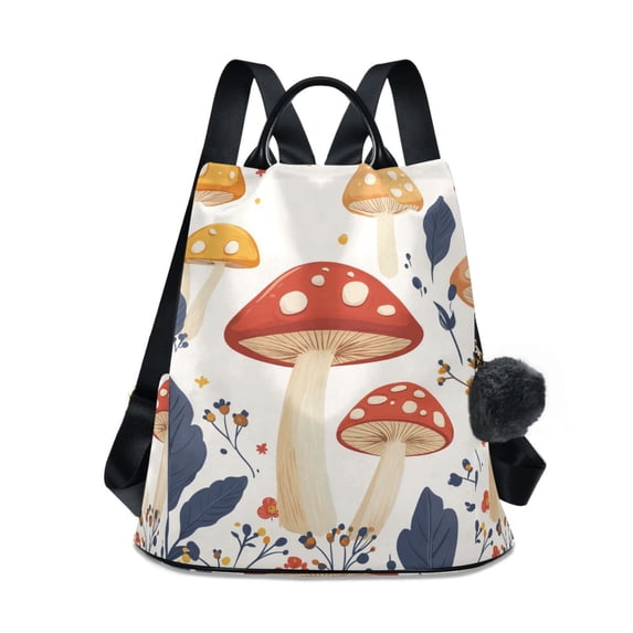 FORMRS Women's Travel Backpack Purse Anti-Theft Hidden Pockets Casual Shoulder Bag, White Mushroom